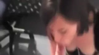 brunette blowjob  and facial