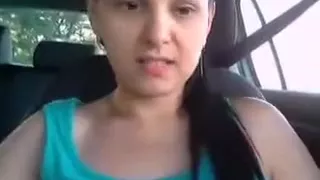 Russian brunette Loverhia masturbate in car
