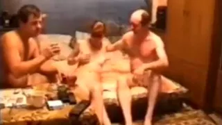 Russian redhead slut lost a bet and now has to have a threesome with these 2 tards