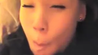 Selfie creampie. asian girl captures her white bf filling her up.