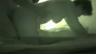 Shooting my sperm in her pussy in doggystyle position in a nightvision sextape