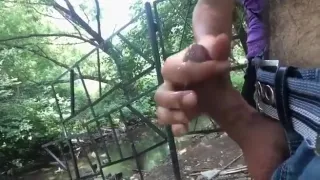 the girlfriend  jerks me off in the park