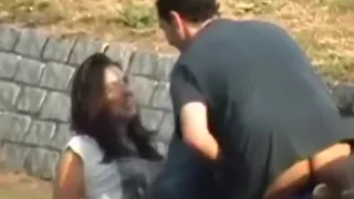 Voyeur captures a girl couple having sex in nature