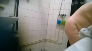 Voyeur husband tapes his fat wife in the shower