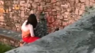 voyeur tapes a girl dryhumping and jerking off her boyfriend  in public