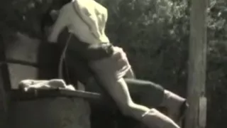 Voyeur tapes a partygirl riding her one night stand on a bench in the park