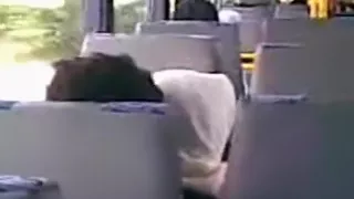 Voyeur tapes an arab hijab girl blowing her bf's cock in a public bus