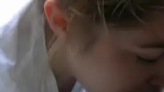 white girl deepthroats her black boyfriend  on the porch