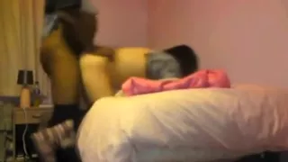 white girl gets doggystyle fucked by her flaskbellied black boyfriend 