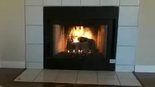 Getting the head from a naughty chick in front of a roaring fire