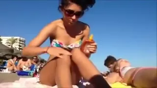 Hot and playful young babes on the nudist beach filmed on my spy cam