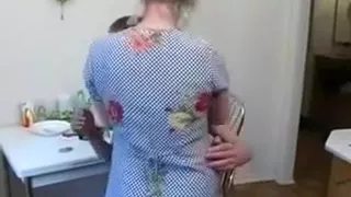 Mature blonde sucks my buddy's cock and enjoys rear banging