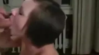 My brunette lover sucks and rubs my cock in homemade video