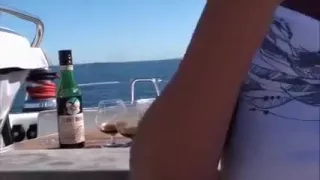 My horny wife sucks my dick on a boat and enjoys it from behind