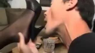 My hubby licks my feet in homemade foot fetish video