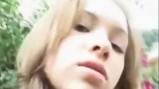 My neat princess is playing with her pink pussy by the pool