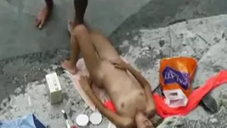 Voyeuring geiles Nudisten-Pärchen am Strand