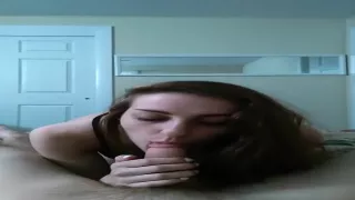 brunette girlfriend  pov blowjob action