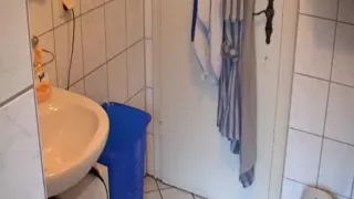 Adorable broad sucks for revenge in bathroom