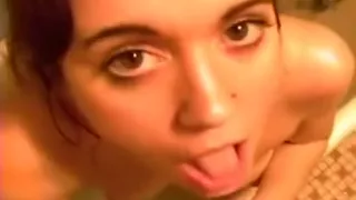 charming brunette swallows monstrous rod in bath