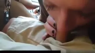 Blond cutie sucks my dong whilst I drive