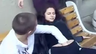 Messy bitch enjoys outdoor fingering