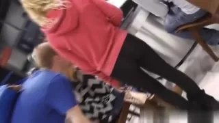 angel Golden-Haired Wearing Transparent Leggings At Car Show