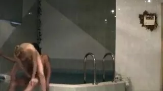 Hidden camera records pair having sex in baths