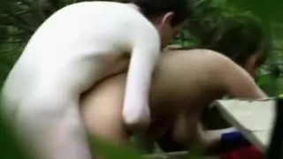 Lewd pair fuck in the woods