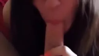 My adorable girlfriend sucks on my rigid shaft