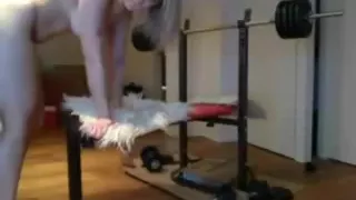 Dilettante pair fucking on the gym bench