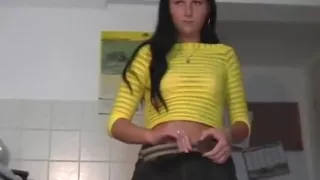 girl brunette blows and rides