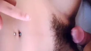 He came on wife's hairy pussy