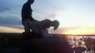 I bang my babe during sunset on the lake