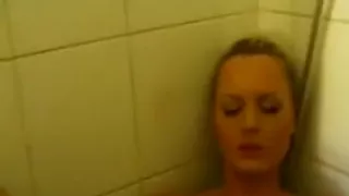 Lusty blonde gets naughty in the shower