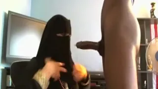 On her knees and gagging