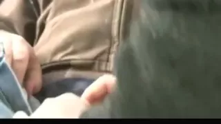 Playing with his cock with pleasure