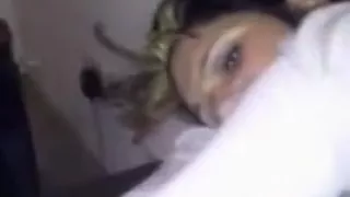 Purple dildo up her gaping ass