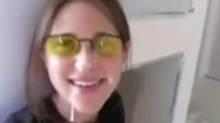 She gets jizz on her glasses