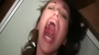 So sexy brunette girlfriend make a great anal fuck when parents leave house