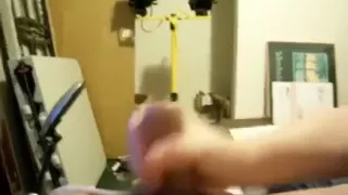 Stroking his schlong at home