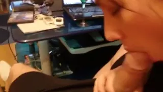 Sucking a stiff white dick