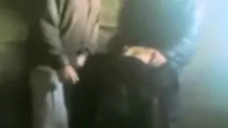 2 guys spitroast a female friend in some dump