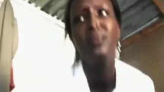 African streetslut sucks a white guy's cock in his hotelroom and swallows