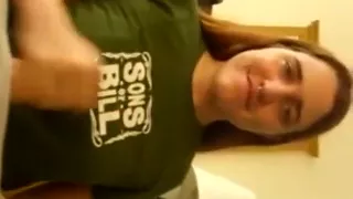 American girl with bull piercing sucks cock and swallows