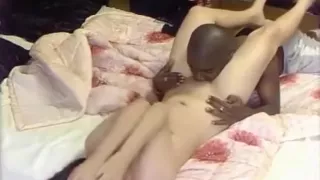 asian girl has oral, missionary, cowgirl and doggystyle sex on the bed with her black boyfriend  ending with an ass cumshot