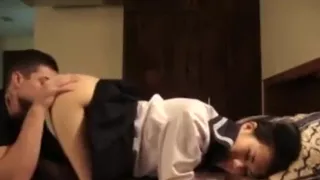 asian girl in student outfit gets fucked by her white boyfriend 