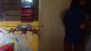 Asian milf with small tits and hairy pussy takes a shower