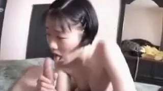 Asian uk girl girl offers a customer a blowjob with cumshot