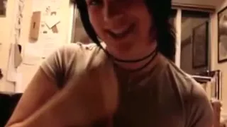 Big boboed brunette sucks, jerks and swallows her bf's cum.